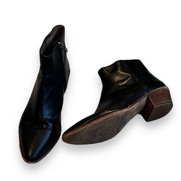 Madewell Charley Ankle Boots Pointed Side Zip Low Heel Black Leather SZ 9 K5307 - Picture 3 of 12